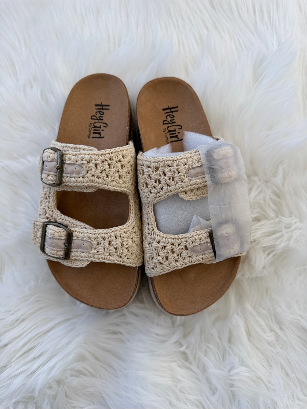 Women’s Crochet Double Buckle Sandals NEW